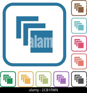 Multiple canvases simple icons in color rounded square frames on white background Stock Vector
