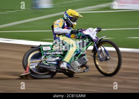 WROCLAW, POLAND - JULY 29, 2017: Speedway couple turnament race Poland - Australia during The World Games 2017. In action Max Fricke from Australia
