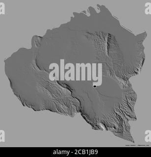 Shape of Kunduz, province of Afghanistan, with its capital isolated on a solid color background. Bilevel elevation map. 3D rendering Stock Photo