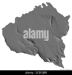 Shape of Kunduz, province of Afghanistan, with its capital isolated on white background. Bilevel elevation map. 3D rendering Stock Photo