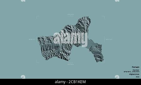 Parwan Map Area of Parwan, province of Afghanistan, isolated on a solid background ...