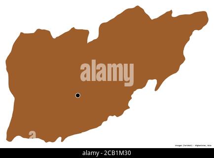 Shape of Urozgan, province of Afghanistan, with its capital isolated on white background. Composition of patterned textures. 3D rendering Stock Photo