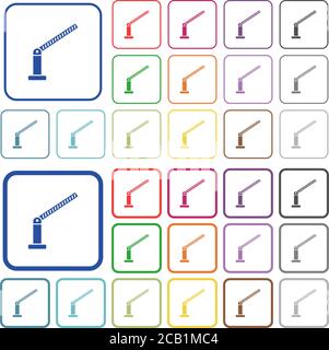 Opened barrier color flat icons in rounded square frames. Thin and thick versions included. Stock Vector