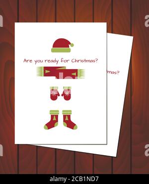 Christmas cards on the table Stock Vector