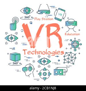 Vector virtual reality concept with VR letters Stock Vector
