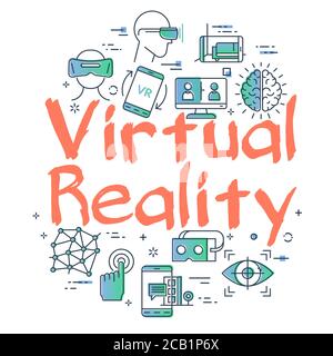 Vector VR game concept with Virtual Reality text Stock Vector
