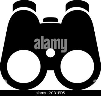 Optical Binoculars, Field Zoom Glasses. Flat Vector Icon illustration. Simple black symbol on white background. Optical Binoculars Field Zoom Glasses Stock Vector