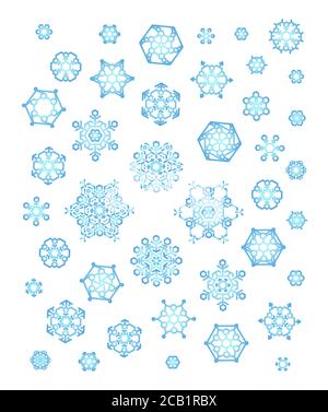 Set of cute geometric snowflakes vector illustration Stock Vector