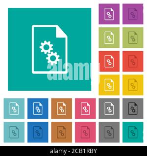 Executable file multi colored flat icons on plain square backgrounds. Included white and darker icon variations for hover or active effects. Stock Vector