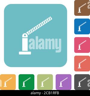 Opened barrier white flat icons on color rounded square backgrounds Stock Vector