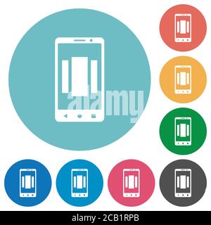 Setting up mobile homescreen flat white icons on round color backgrounds Stock Vector