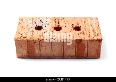 Clay brick close up isolated on white background Stock Photo
