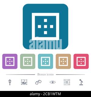 Outer borders white flat icons on color rounded square backgrounds. 6 bonus icons included Stock Vector