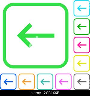 Keyboard backspace vivid colored flat icons in curved borders on white background Stock Vector