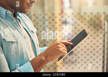 Close up of concentrate man that checking email Stock Photo