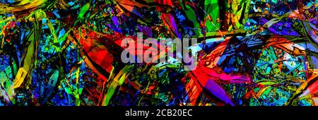 colored splashes in abstract shape, panoramic image Stock Photo