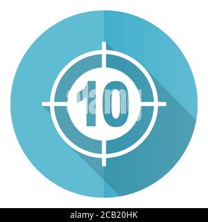 Target vector icon, flat design blue round web button isolated on white background Stock Vector