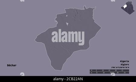 Bechar, province of Algeria. Colored elevation map with lakes and ...