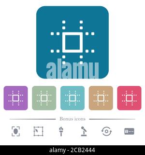 Snap to grid white flat icons on color rounded square backgrounds. 6 bonus icons included Stock Vector