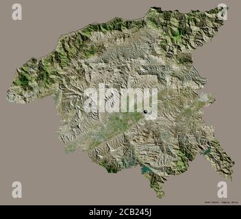 Shape of Chlef, province of Algeria, with its capital isolated on white ...