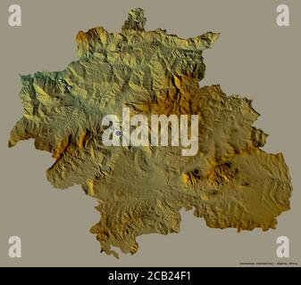 Shape of Constantine, province of Algeria, with its capital isolated on a solid color background. Topographic relief map. 3D rendering Stock Photo