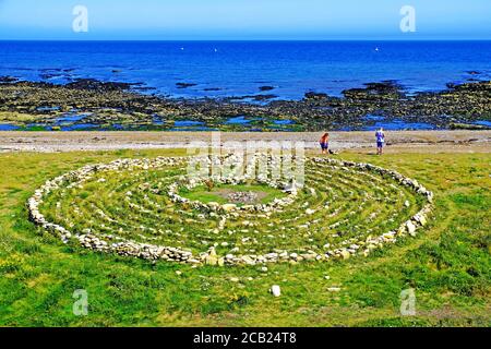 Modern stone circle off Marsden beach South Shields Stock Photo