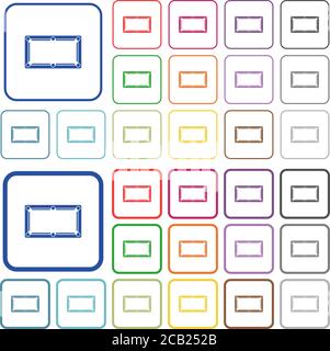 Empty billiard table color flat icons in rounded square frames. Thin and thick versions included. Stock Vector