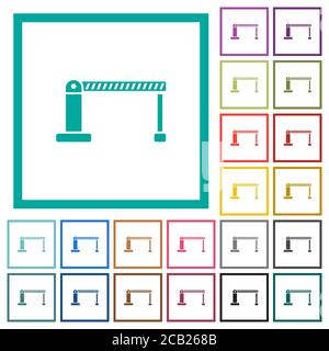 Closed barrier flat color icons with quadrant frames on white background Stock Vector