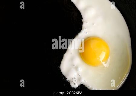 scrambled eggs in a pan copy space close-up. Stock Photo