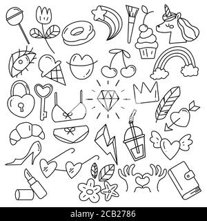 https://l450v.alamy.com/450v/2cb2786/woman-thinking-hand-drawn-women-illustration-womens-feelings-and-dreams-womens-accessories-and-cosmetics-doodle-sketch-background-2cb2786.jpg