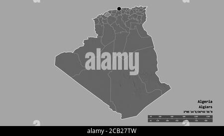 Relizane, province of Algeria. Bilevel elevation map with lakes and ...