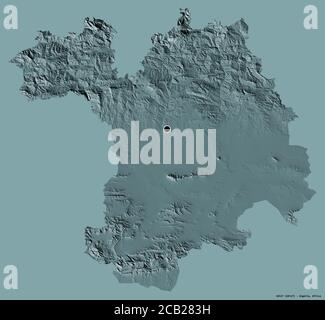 Shape of Sétif, province of Algeria, with its capital isolated on a solid color background. Colored elevation map. 3D rendering Stock Photo