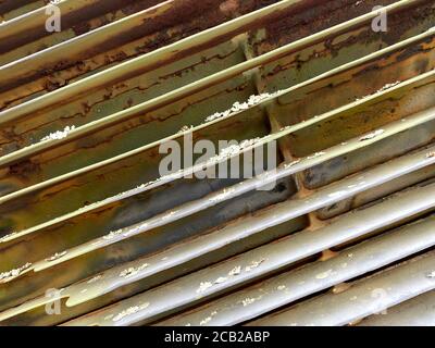 old corroding green rusty military tank engine radiator suitable for website marketing background backdrop setting architecture architectural layout p Stock Photo