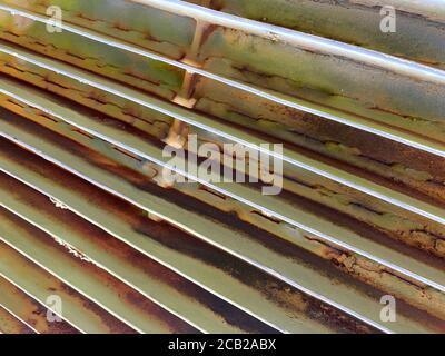green rusty military tank engine radiator diagonal view suitable for website marketing background backdrop setting architecture architectural layout p Stock Photo