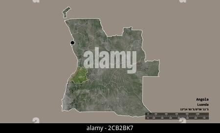 Desaturated shape of Angola with its capital, main regional division ...