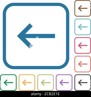 Keyboard backspace simple icons in color rounded square frames on white background Stock Vector