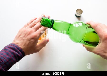 man refuses to drink alcohol Stock Photo