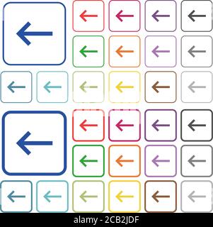 Keyboard backspace color flat icons in rounded square frames. Thin and thick versions included. Stock Vector