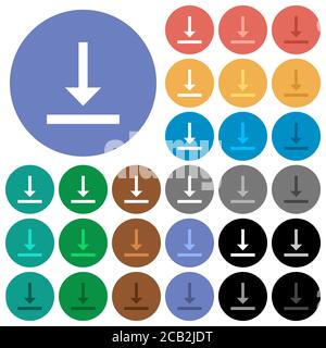 Vertical align bottom multi colored flat icons on round backgrounds. Included white, light and dark icon variations for hover and active status effect Stock Vector