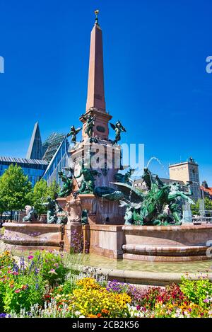 Mende fountain in the city of Leipzig near the Uni church Stock Photo