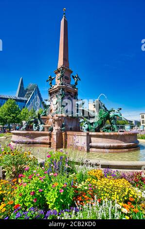 Mende fountain in the city of Leipzig near the Uni church Stock Photo
