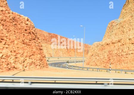 Road trip at the capital of Oman Muscat. Oman city life background. traffic Buildings : muscat, oman Stock Photo