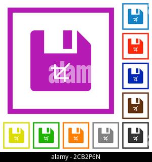 Truncate file flat color icons in square frames on white background Stock Vector