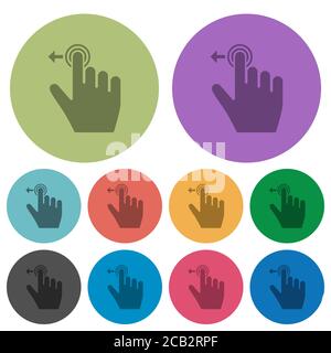 Right handed slide left gesture darker flat icons on color round background Stock Vector