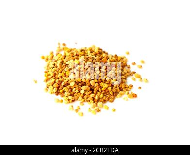 Bee pollen grains on white background. Superfood Stock Photo