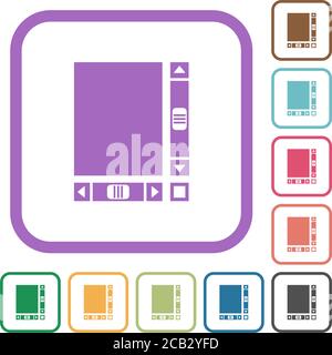 Blank document with scroll bars simple icons in color rounded square frames on white background Stock Vector