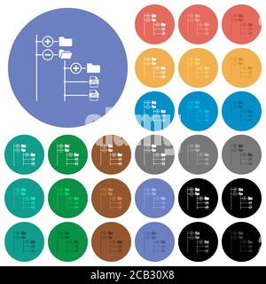 File browser with jpg files multi colored flat icons on round backgrounds. Included white, light and dark icon variations for hover and active status Stock Vector
