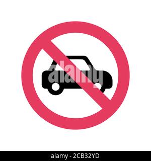 No car or no parking traffic sign for trendy flat style for graphic design, web-site. Stock Vector illustration. Stock Vector