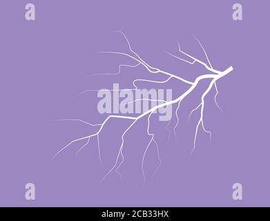 Silhouette Of A Thunder Lightning On A Lilac Background Stock Vector