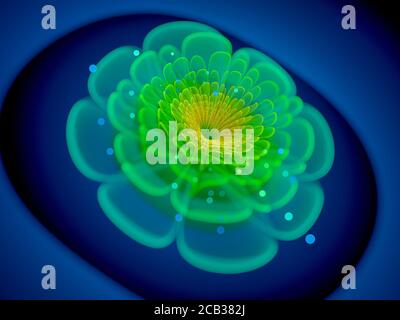 Green glowing fractal flower, computer generated abstract background, 3D rendering Stock Photo